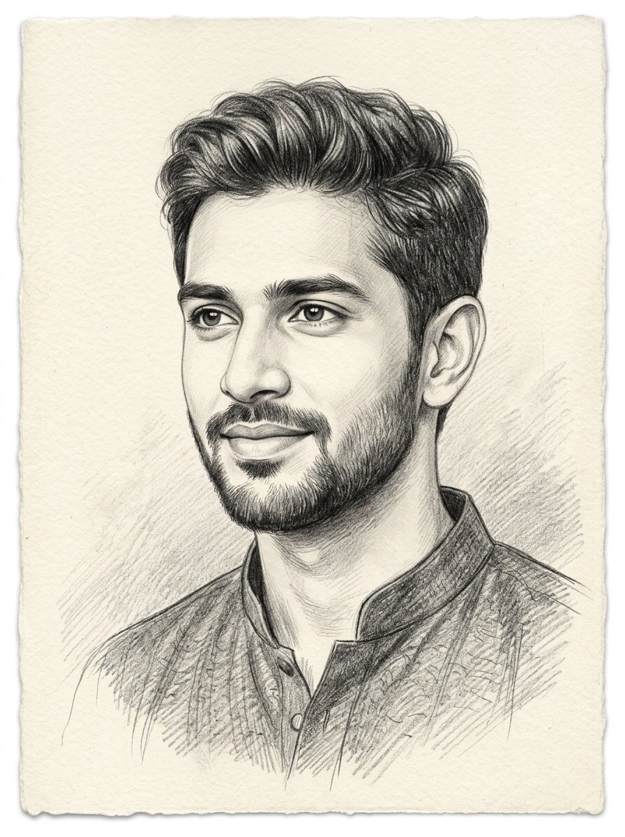 Groom Vedic Portrait Sketch
